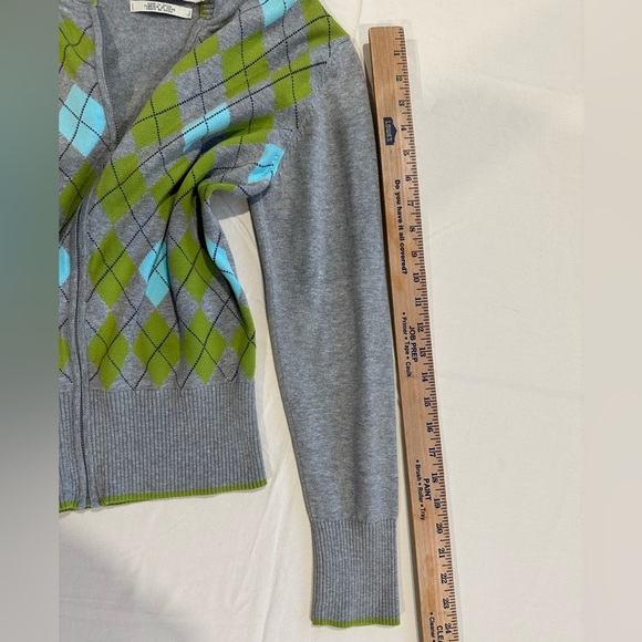 Tommy Hilfiger Argyle Print Hooded Full Zip Women’s Sweater Size M - Picture 5 of 8